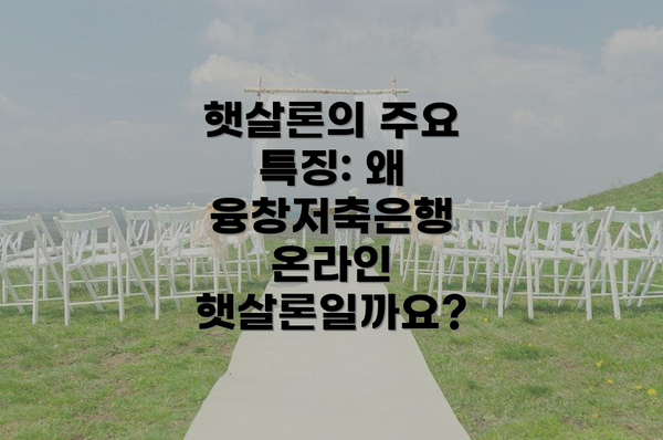 햇살론의 주요 특징: 왜 융창저축은행 온라인 햇살론일까요?