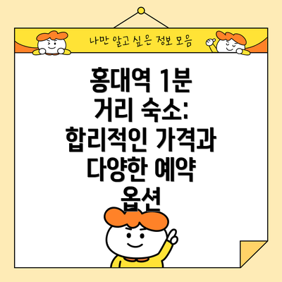 홍대역 1분 거리 숙소:  합리적인 가격과 다양한 예약 옵션