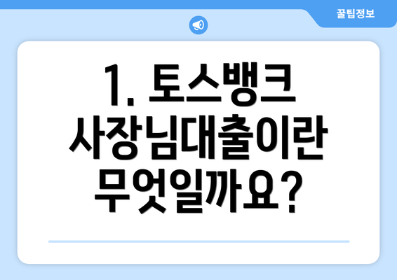 1. 토스뱅크 사장님대출이란 무엇일까요?