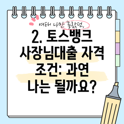 2. 토스뱅크 사장님대출 자격 조건: 과연 나는 될까요?