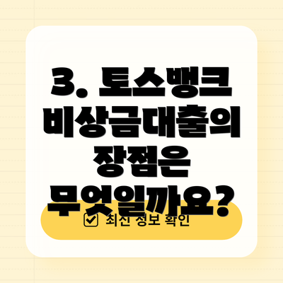 3. 토스뱅크 비상금대출의 장점은 무엇일까요?