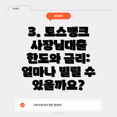 3. 토스뱅크 사장님대출 한도와 금리: 얼마나 빌릴 수 있을까요?
