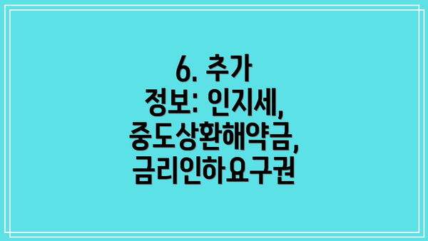 6. 추가 정보: 인지세, 중도상환해약금, 금리인하요구권