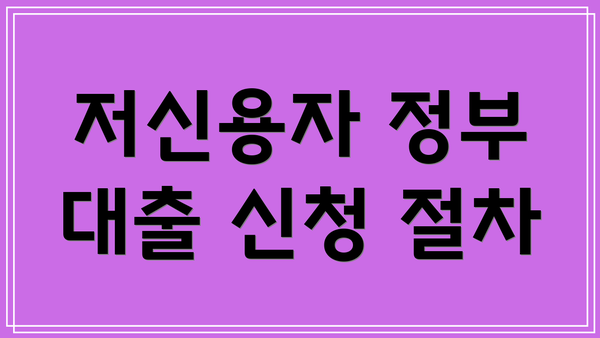 저신용자 정부 대출 신청 절차