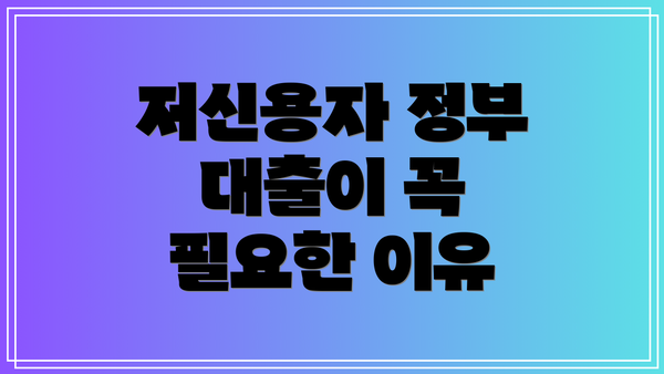 저신용자 정부 대출이 꼭 필요한 이유