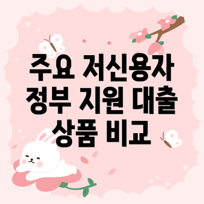 주요 저신용자 정부 지원 대출 상품 비교