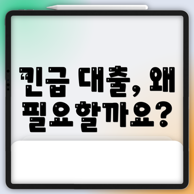 긴급 대출, 왜 필요할까요?