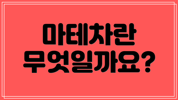 마테차란 무엇일까요?