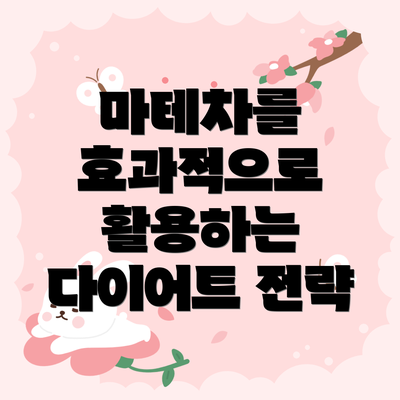 마테차를 효과적으로 활용하는 다이어트 전략