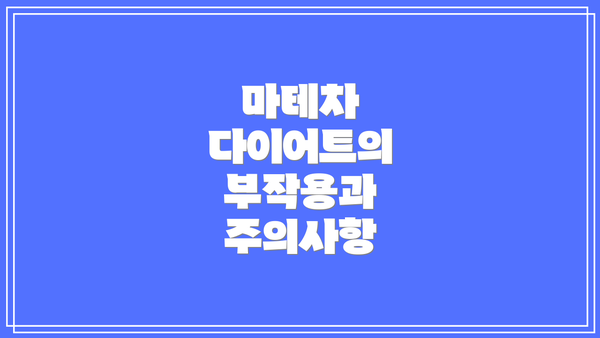 마테차 다이어트의 부작용과 주의사항