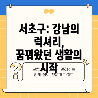 서초구: 강남의 럭셔리, 꿈꿔왔던 생활의 시작