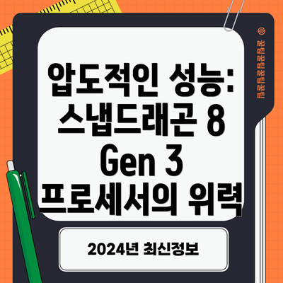 압도적인 성능: 스냅드래곤 8 Gen 3 프로세서의 위력