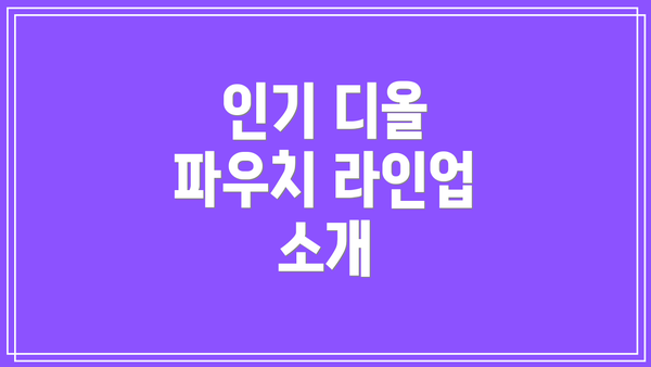 인기 디올 파우치 라인업 소개