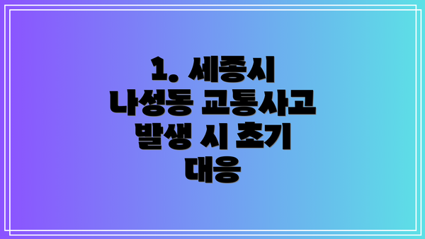 1. 세종시 나성동 교통사고 발생 시 초기 대응