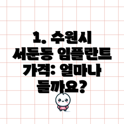 1. 수원시 서둔동 임플란트 가격: 얼마나 들까요?