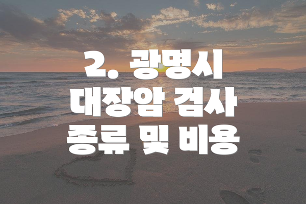 2. 광명시 대장암 검사 종류 및 비용
