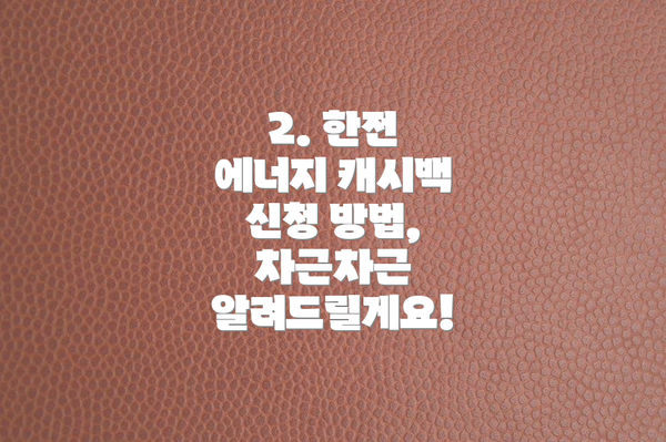 2. 한전 에너지 캐시백 신청 방법, 차근차근 알려드릴게요!