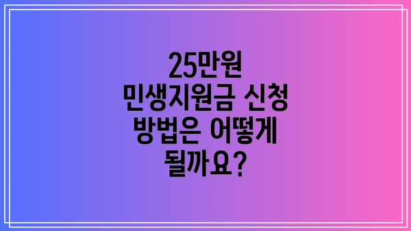 25만원 민생지원금 신청 방법은 어떻게 될까요?