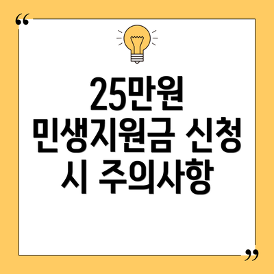 25만원 민생지원금 신청 시 주의사항