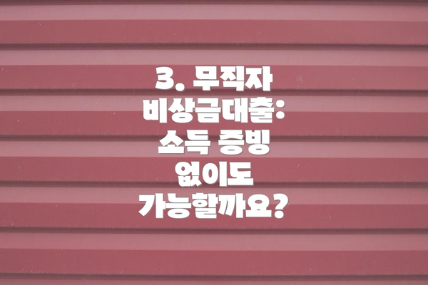 3. 무직자 비상금대출: 소득 증빙 없이도 가능할까요?