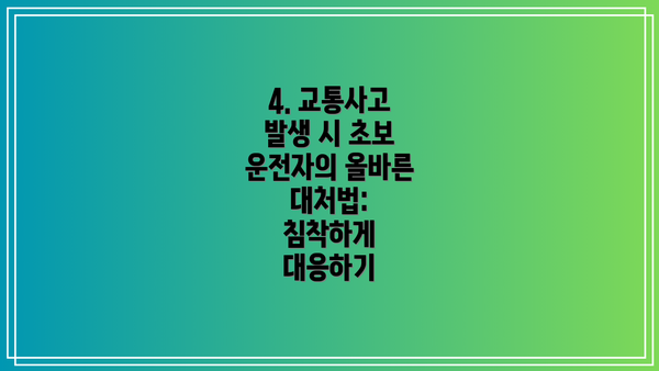 4. 교통사고 발생 시 초보 운전자의 올바른 대처법: 침착하게 대응하기