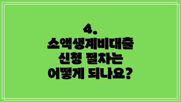 4. 소액생계비대출 신청 절차는 어떻게 되나요?
