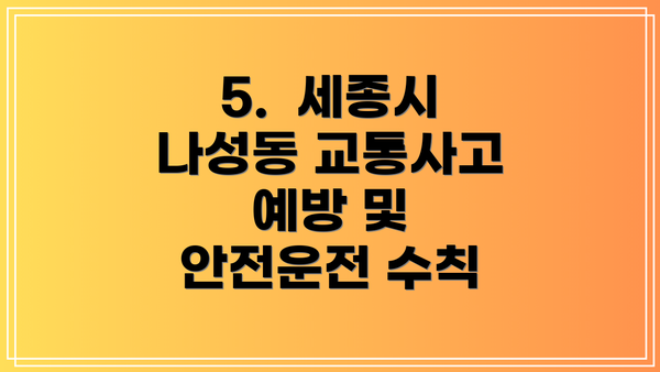 5.  세종시 나성동 교통사고 예방 및 안전운전 수칙