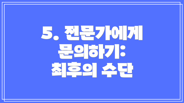 5. 전문가에게 문의하기: 최후의 수단