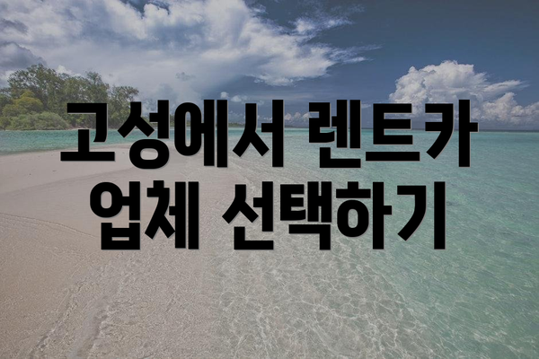 고성에서 렌트카 업체 선택하기