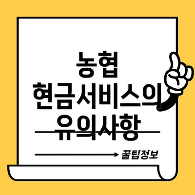 농협 현금서비스의 유의사항