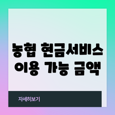 농협 현금서비스 이용 가능 금액