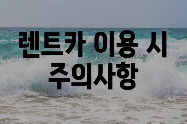 렌트카 이용 시 주의사항