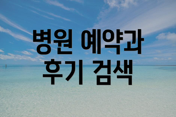 병원 예약과 후기 검색
