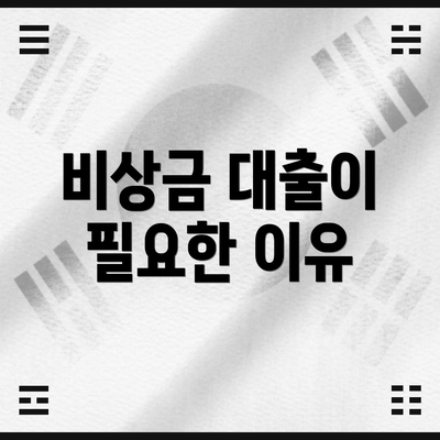 비상금 대출이 필요한 이유
