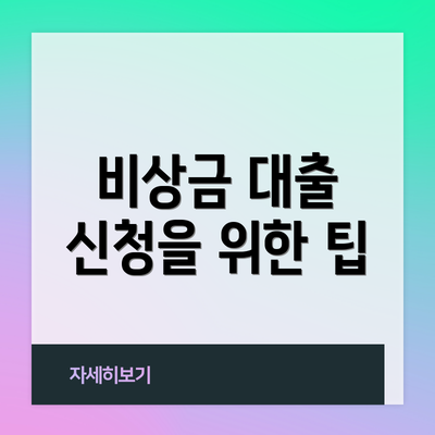 비상금 대출 신청을 위한 팁