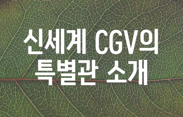 신세계 CGV의 특별관 소개