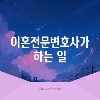 이혼전문변호사가 하는 일