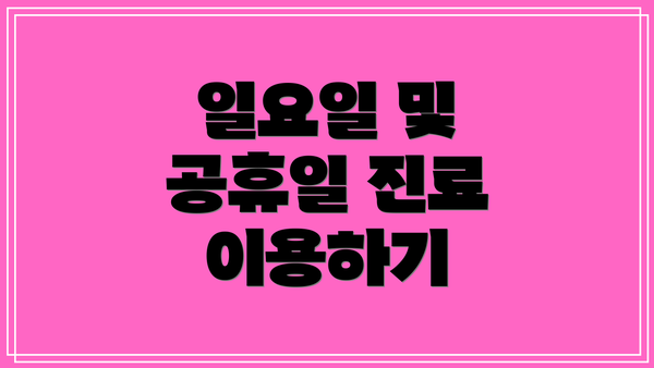 일요일 및 공휴일 진료 이용하기