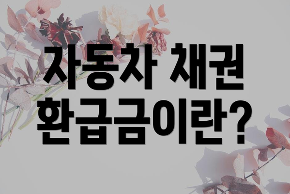 자동차 채권 환급금이란?