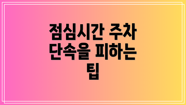 점심시간 주차 단속을 피하는 팁