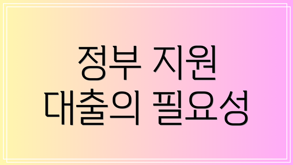 정부 지원 대출의 필요성