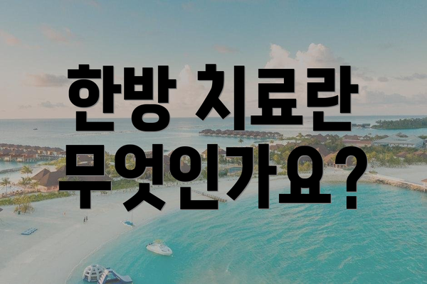 한방 치료란 무엇인가요?