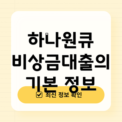 하나원큐 비상금대출의 기본 정보