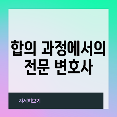 합의 과정에서의 전문 변호사